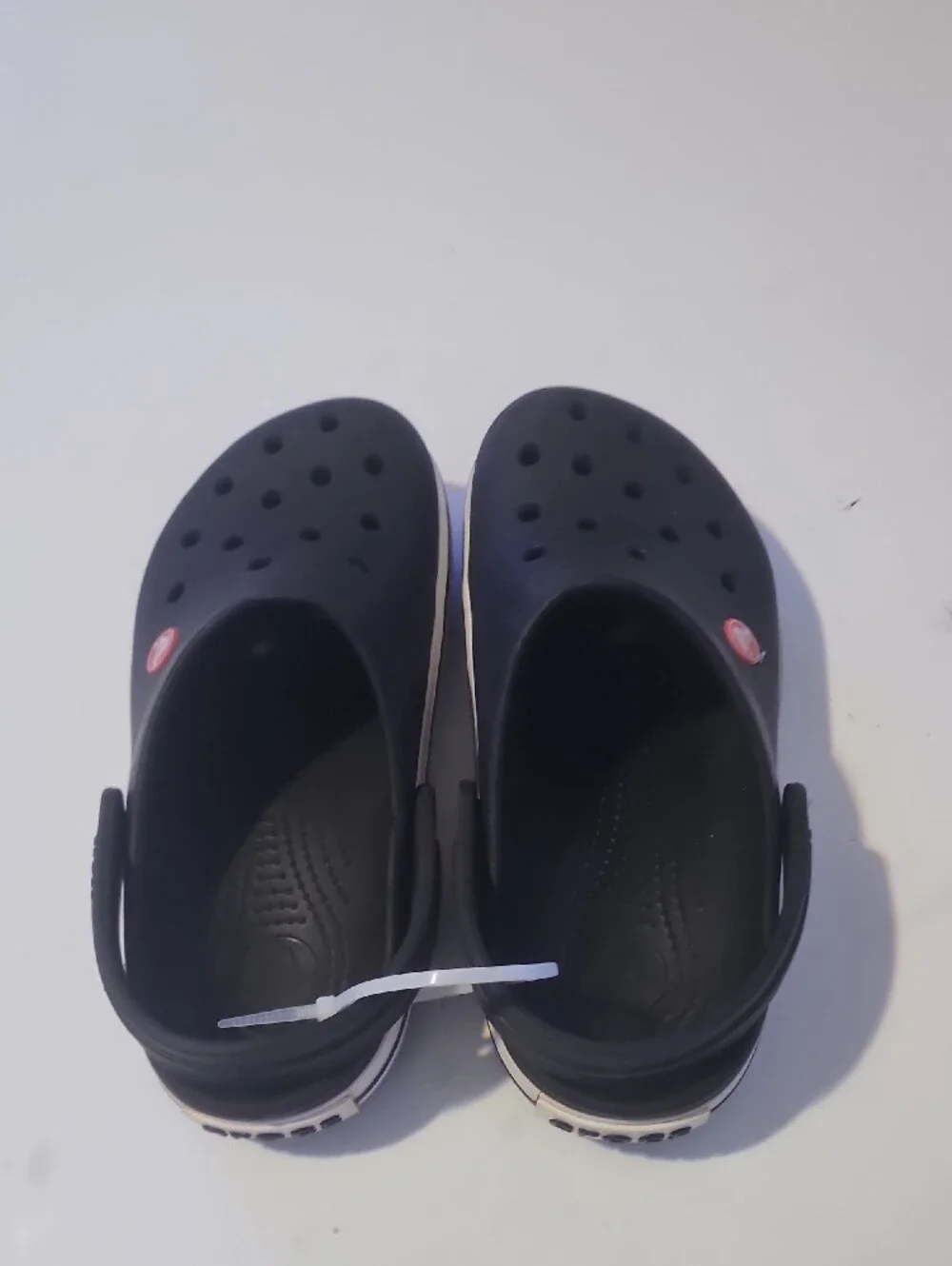 CROCS Kids Black Clog Sandals with White Trim. New Without Box